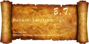 Balázs Tacitusz névjegykártya